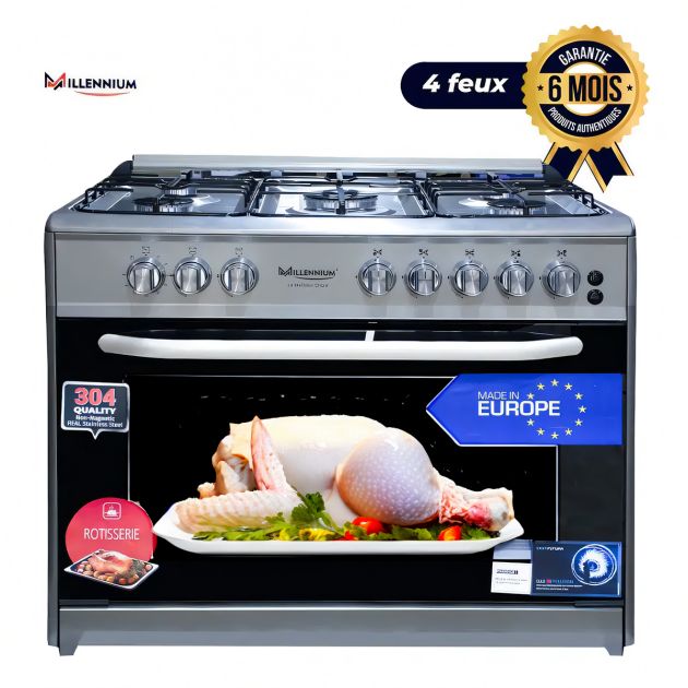 Cuisinière à Gaz - 5 foyers - MILLENNIUM - FS-906-I 60 x 90 cm - INOX