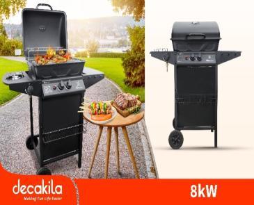 Barbecue à gaz 2 brûleurs 8 kW Decakila KMGS005B