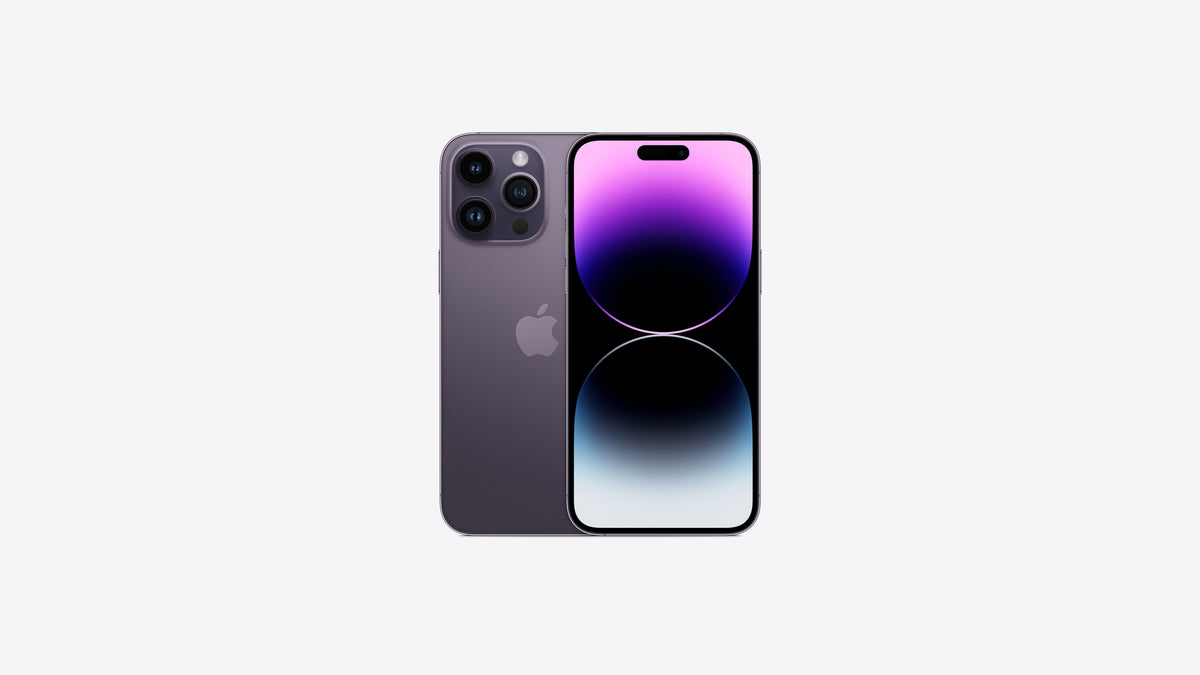 iPhone 14 Pro Max coloris violet intense, grand format 6,7 pouces, dos violet profond et triple appareil photo