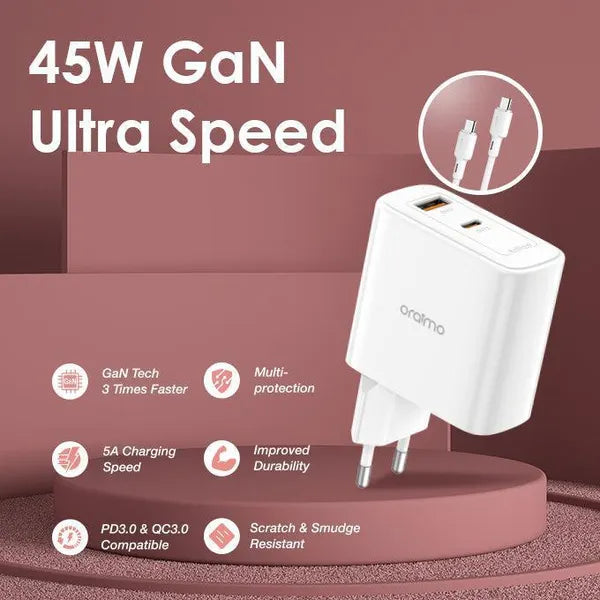 Chargeur PowerGaN 45 OCW-E102D-CC55 compact et portable