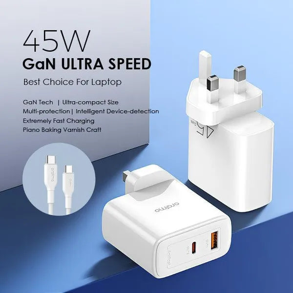 PowerNano Pro OCW-E102D-CC55 – chargeur 45W avec multi-voltage et protections intégrées