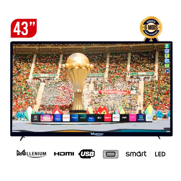 TV Smart HD-43AS7600 Millennium 43 pouces - AVEC MIRA CAST - Full HD LED TV