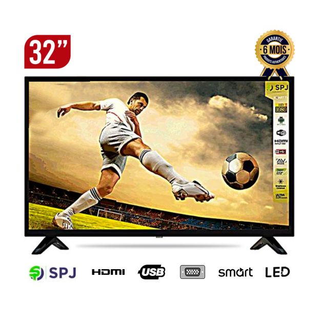 TV SPJ - 32 pouces - SMART TV - SPJ série 2200 - hds32bl2200V - HD Android - Chrome intégré - 06 Mois