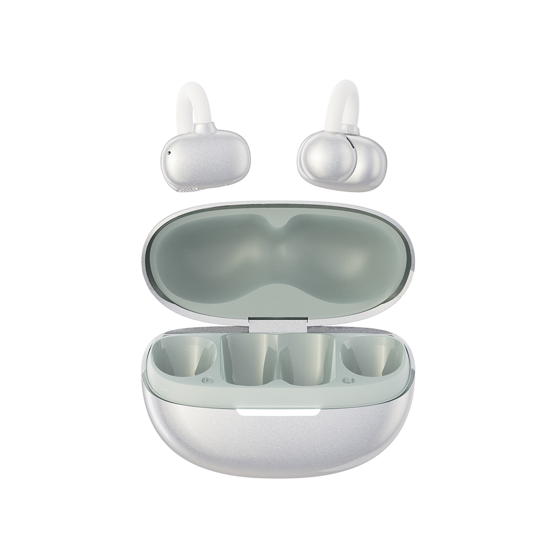 Infinix ZCLIP XEO4 blanc nacre, boitier ouvert avec reperes L et R