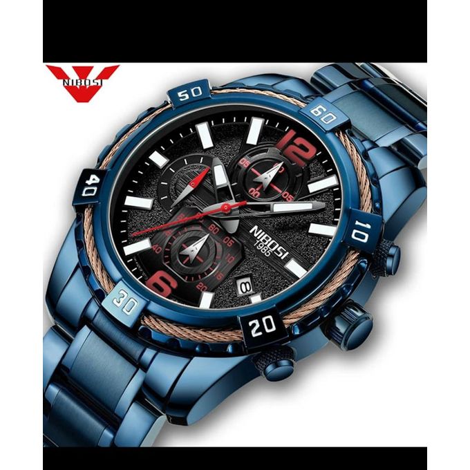 Nibosi Montre Analogique Homme– Acier