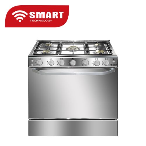 Gazinière SMART TECHNOLOGY 5 Feux Avec Four En Inox STC-8060C - 80 X 60 Cm - Gris