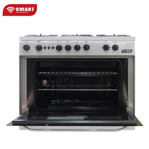 Gazinière SMART TECHNOLOGY 5 Feux Avec Four En Inox STT-6090F- 90 X 60 Cm - Gris