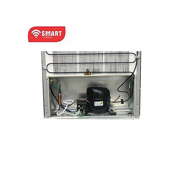 Vue arrière du congélateur STCD-335H avec condenseur externe et prise électrique