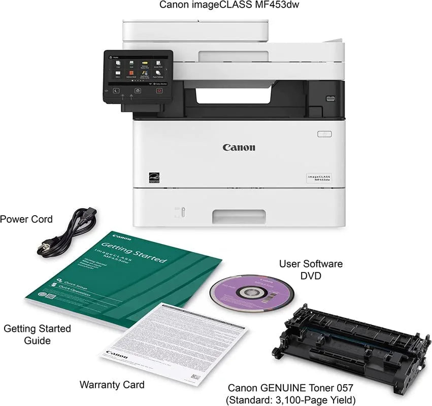 Imprimante laser monochrome sans fil tout-en-un - MF453dw - Imprimer, copier et numériser | | Écran LCD tactile couleur 5" | Numérisation recto verso en un seul passage