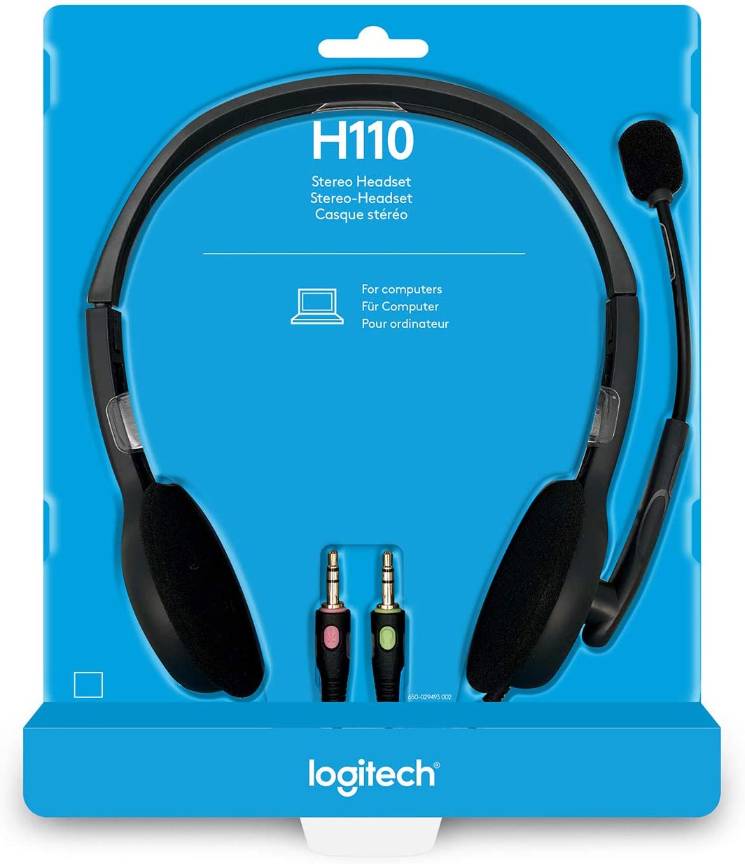 Logitech H110 Casque Filaire, Ecouteurs Stéréo avec Micro Anti-Parasite, Double Fiche Jack 3,5mm, PC/Mac/Portable - Noir