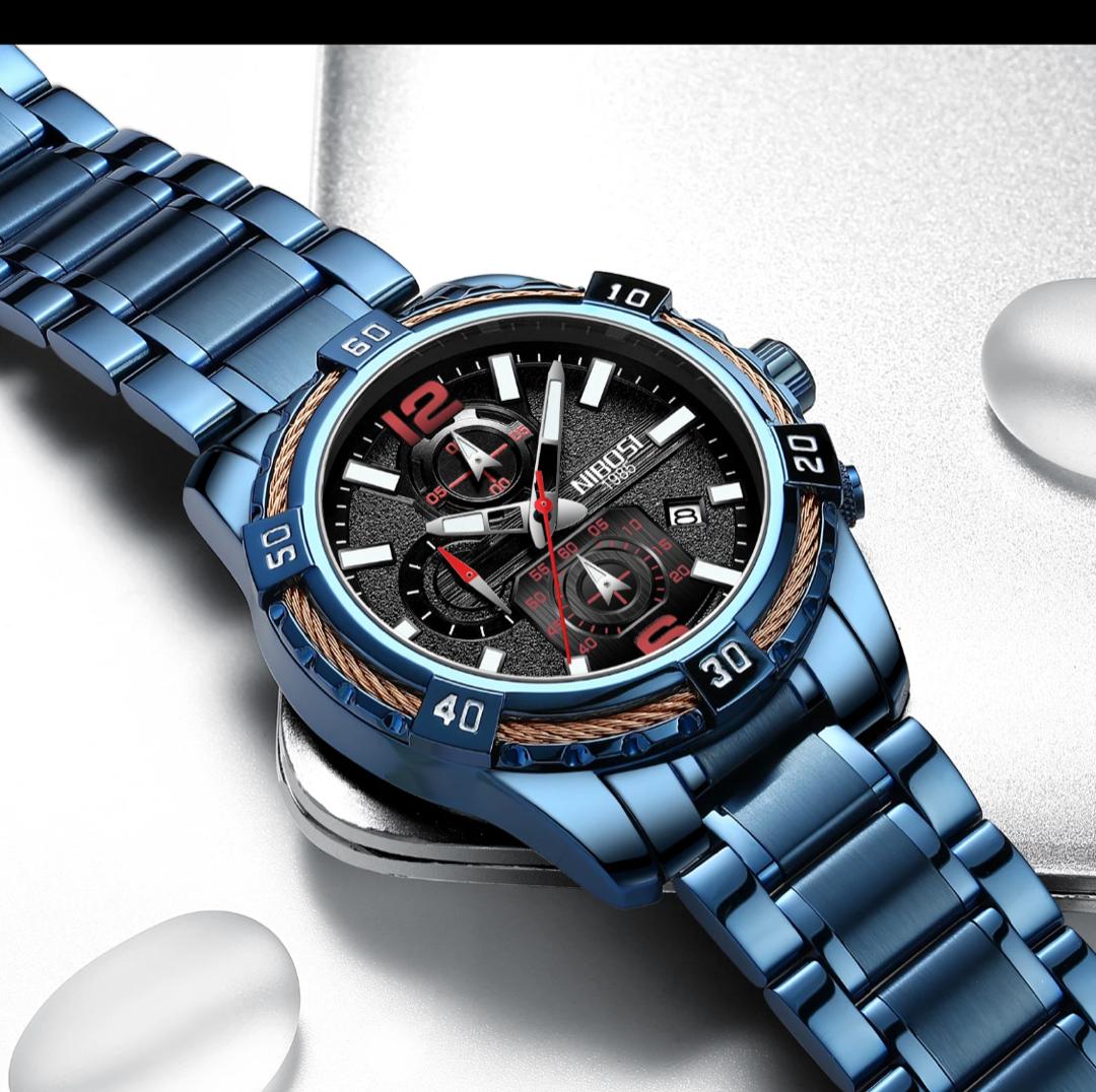 Nibosi Montre Analogique Homme– Acier