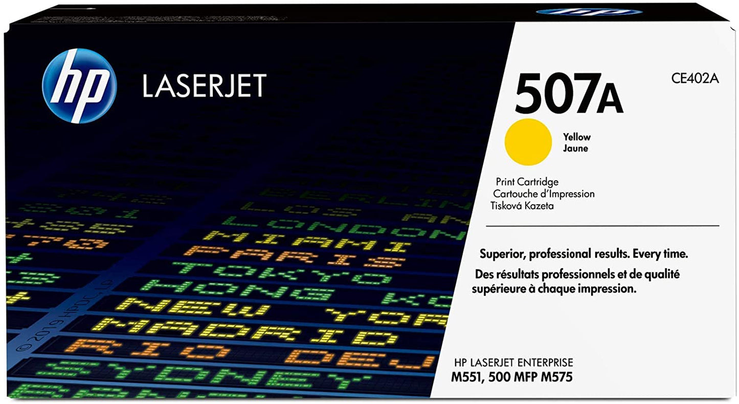 HP 507A CE402A toner Authentique, imprimantes HP LaserJet Enterprise M551/M575 et HP LaserJet Pro M570, Jaune