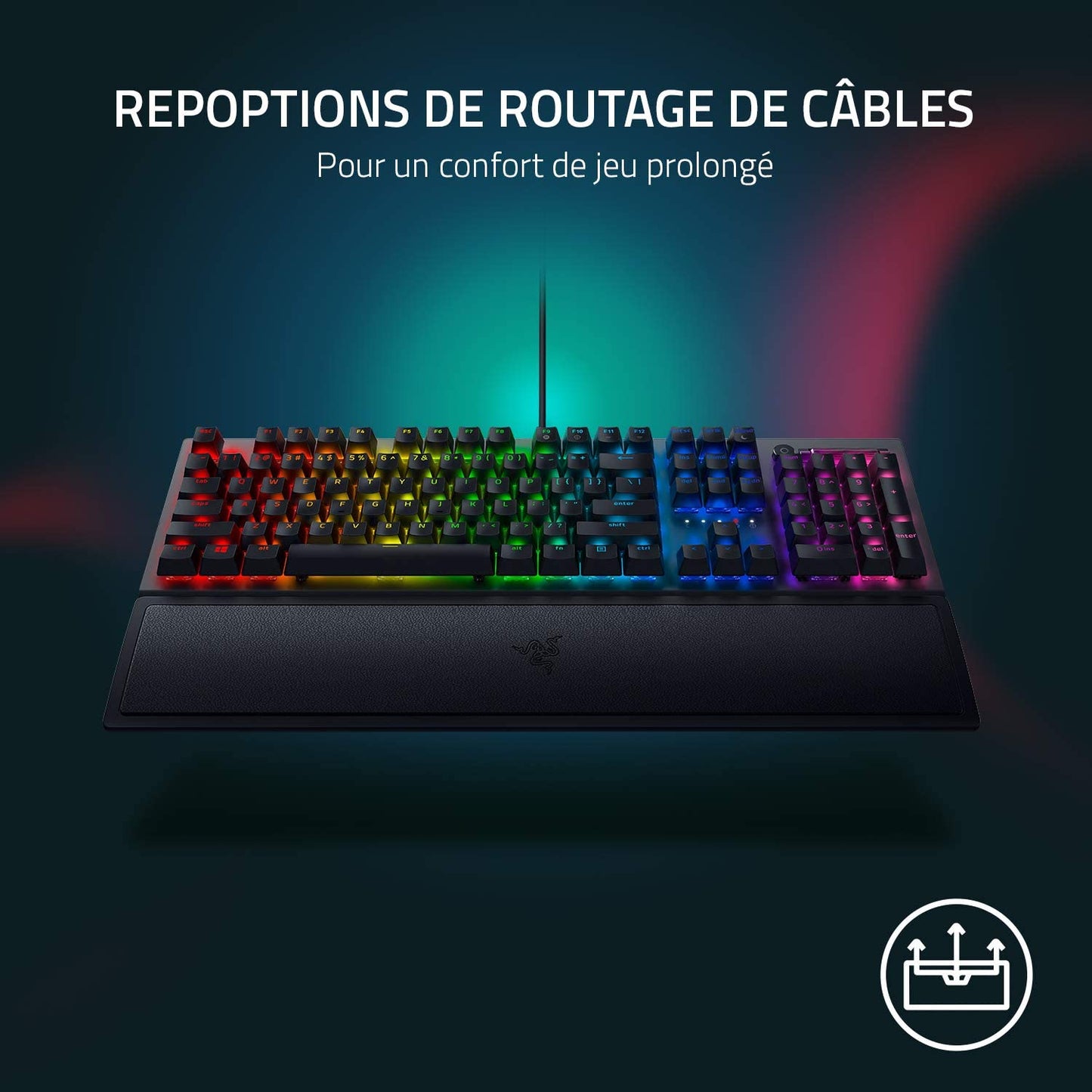 Razer BlackWidow V3 (Green Switch) - Clavier de Jeu mécanique sans Fil avec éclairage RGB (Technologie Razer Hyperspeed Wireless, Switchs mécaniques Verts Razer) Clavier AZERTY - Noir