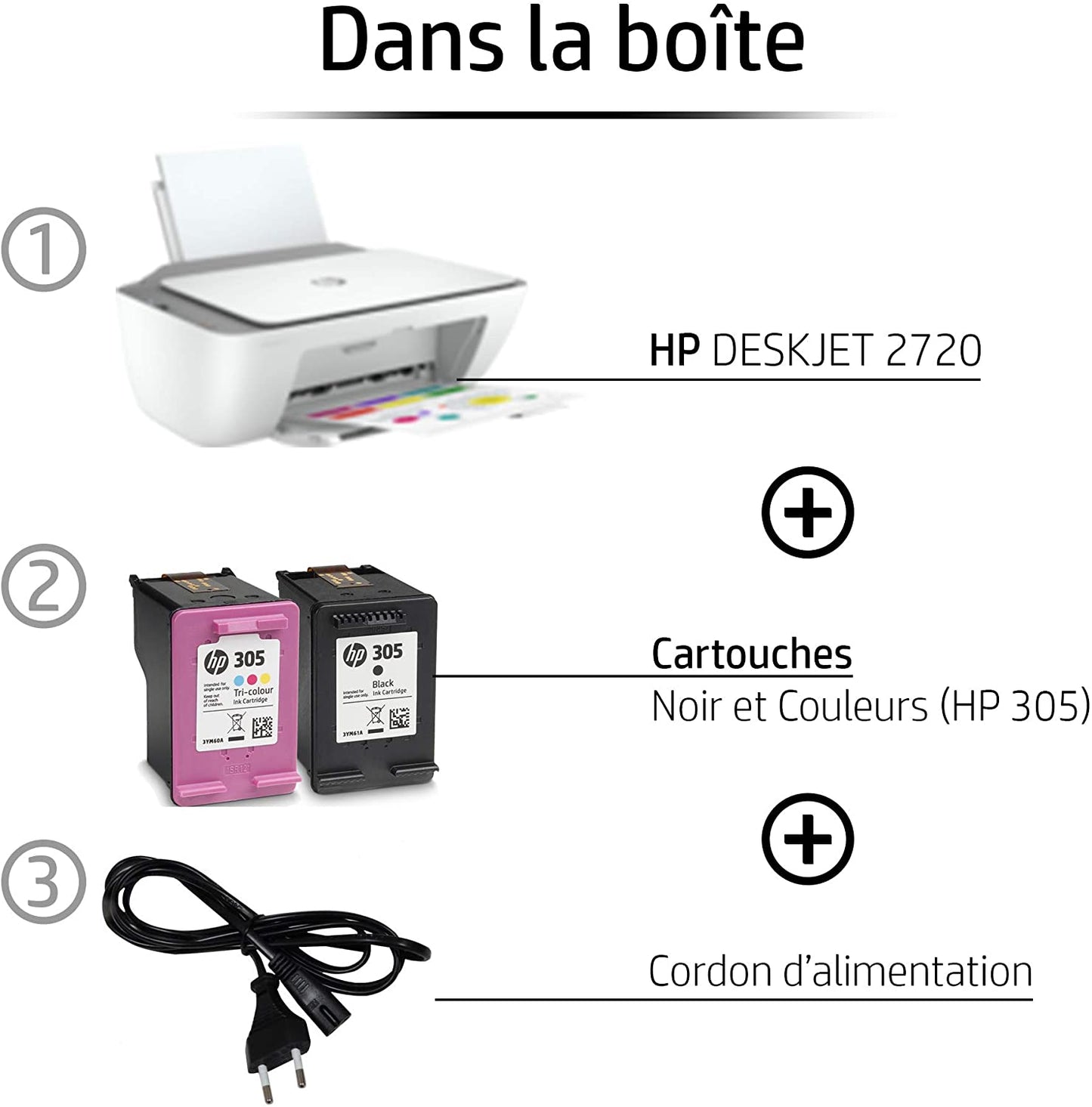 HP Deskjet 2720 Imprimante Tout-en-Un Jet d'Encre Couleur et Noir/Blanc (A4, Wifi, Bluetooth, HP Smart, Impression, Copie, Numérisation)