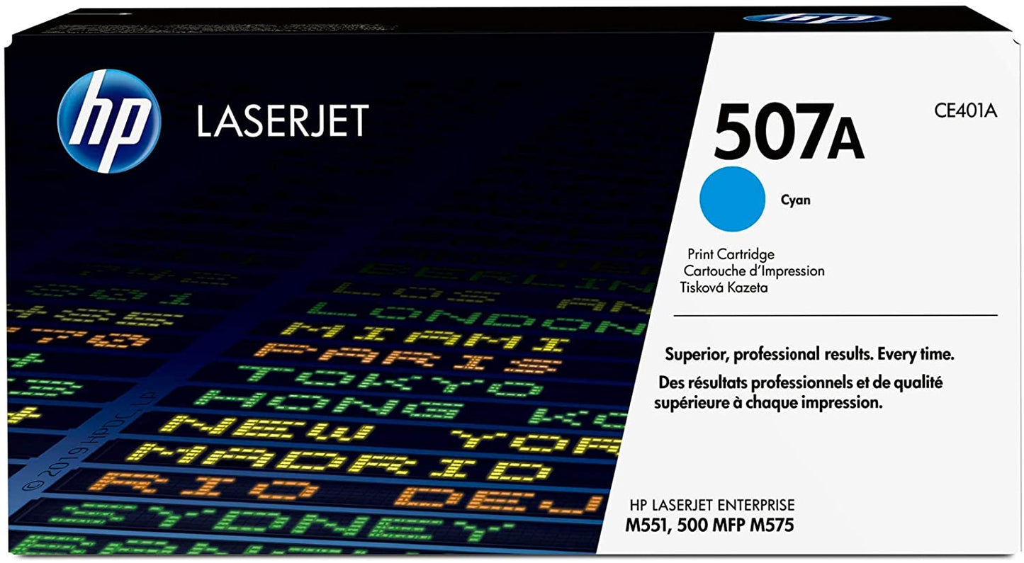 HP 507A CE401A pack de 1, toner d'origine, cyan