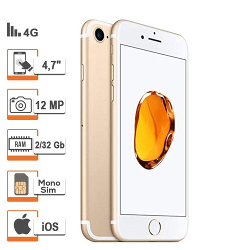 Apple IPhone 7-4.7 Pouces - 4G LTE -32 Go ROM- 2 Go RAM- 12Mpx  Reconditionné- Garantie 1 Mois