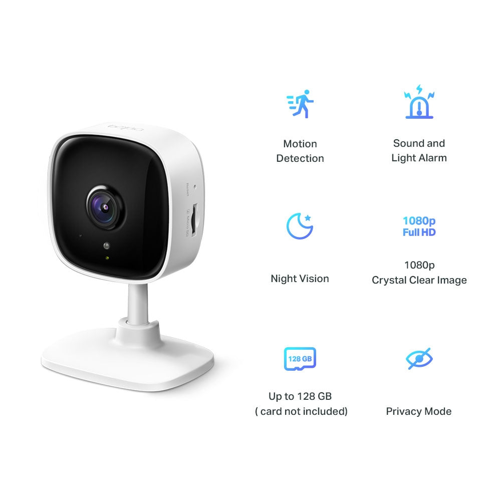 TP-Link Tapo Caméra Surveillance WiFi, Tapo camera IP 1080P avec Vision Nocturne, Détection de Mouvement, Alarme sonore et lumineuse, Caméra Bébé avec Audio...
