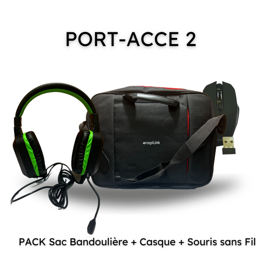 PACK PORT-ACCE 2 - Sac Bandoulière Toplink/ Casque Toplink / Souris Sans Fil