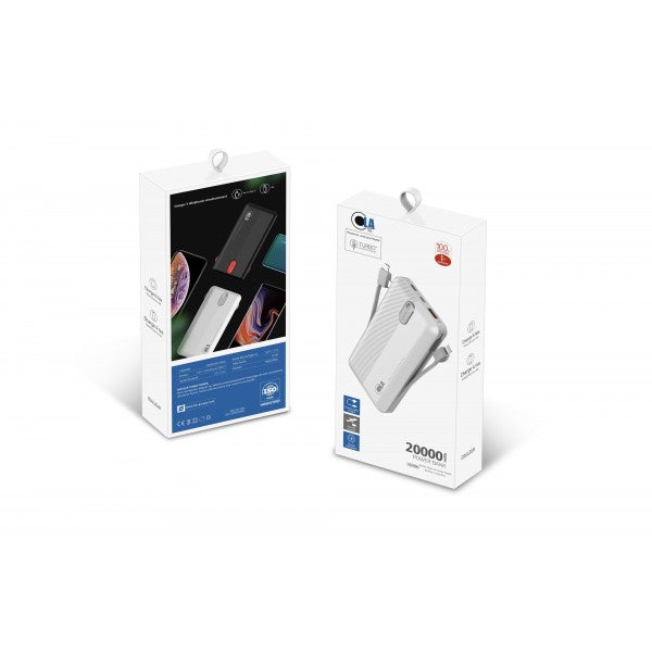 Powerbank OLA PB001 - 20000 mah - 2 câbles intégrés - USB Charger ( IOS et Android)- Garantie 1 AN