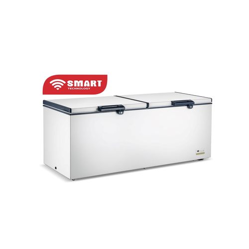 Congélateur horizontal STCC-990, 850L, double battants ouverts avec grille de refroidissement visible