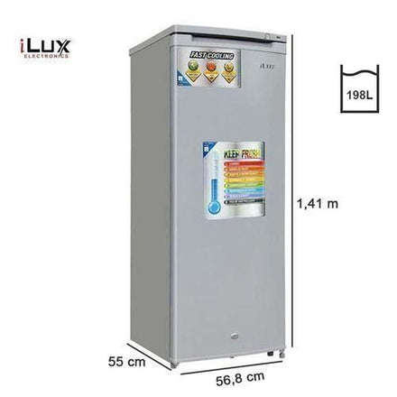 Ilux Congélateur Vertical ILCV198 - 198 L - 6 Tiroirs - Inox - Garantie 12 Mois
