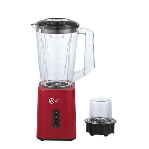 Mixeur ATL-BL2082R avec réservoir 1,5L, broyeur, 2 vitesses, Pulse, lames inox et design rouge.