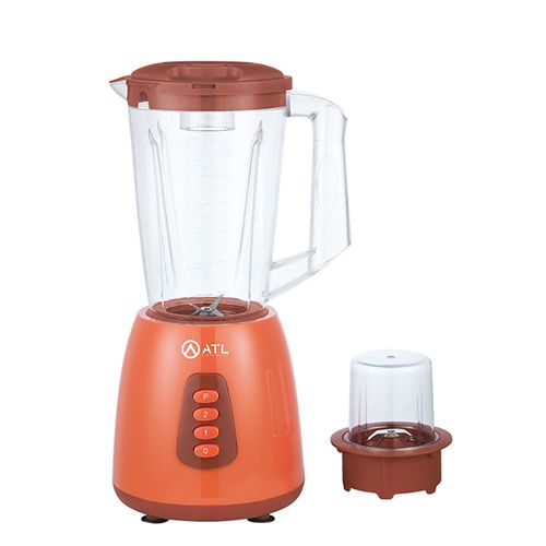 Mixeur ATL-BL2076T avec réservoir 1,5L, broyeur, 2 vitesses, Pulse, lames inox et design orange.