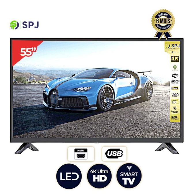 SPJ TV LED 55" Smart TV - ULTRA HD 4K- ANDROID TV - NOIR - Garantie 06 Mois