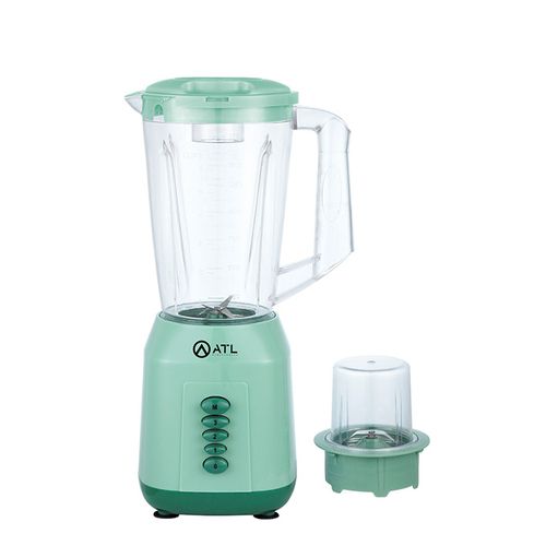Mixeur ATL-BL2026G avec réservoir 1,5L, broyeur, 3 vitesses, Pulse, lames inox et design vert.