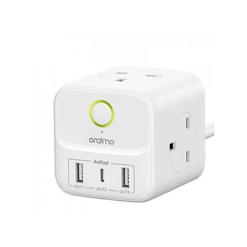 Oraimo PowerHub C OWS-E342 – Multiprise Cube 6 en 1 avec USB (Blanc)
