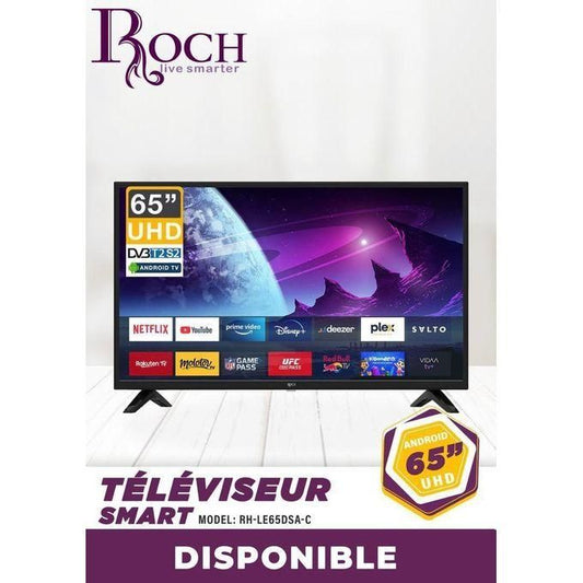 Téléviseur ROCH 65 pouces Smart Google TV noir