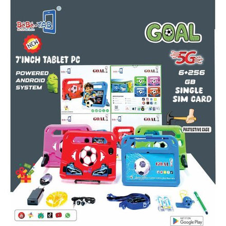 Tablette Bébé Tab Goal 7” – 6 Go RAM, 256 Go ROM, 5G, Coque Anti-Choc Football, Caméra, Android – Idéale pour Enfants