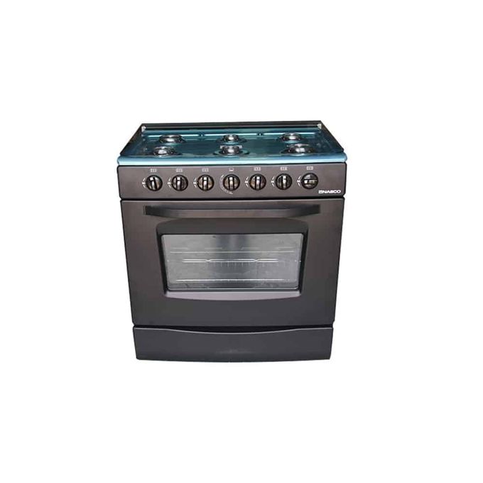 Gazinière Nasco 6 feux GCNAS-8060B — inox & verre, 80x60 cm