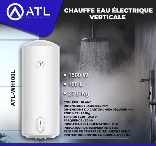 chauffe-eau électrique 100L blanc vertical 1500W