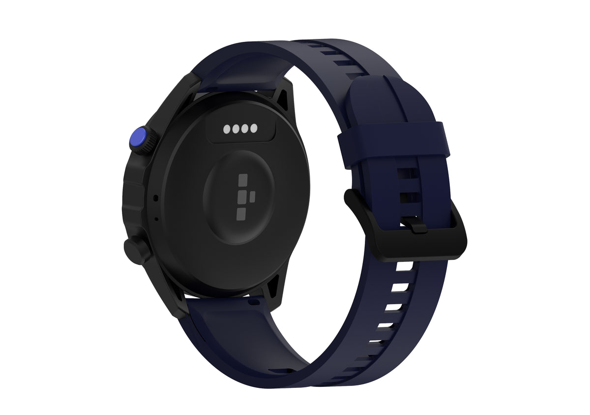 Dos du boitier de la montre Infinix Watch GT Pro avec capteur optique et plots de charge magnetique