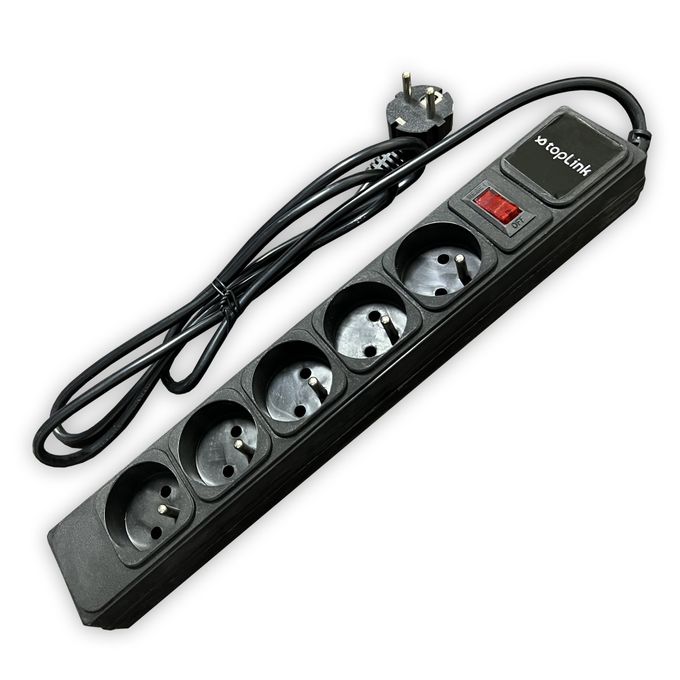 TOPLINK Multiprise/Parasurtenseur - 5 Sorties - 230 Volts - Noir