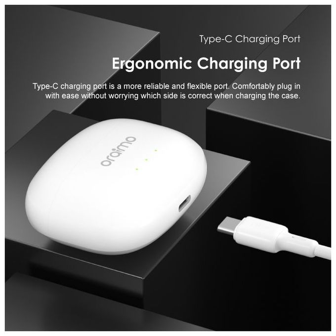 FreePods 3  Oraimo OEB-E104DC - écouteurs Haute Qualité - Câble USB-C - Blanc