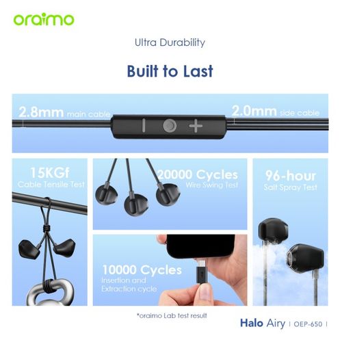 Écouteurs Oraimo Type-C compatibles smartphones et tablettes