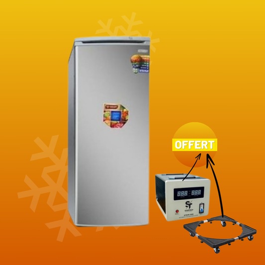 Bundle Super Débout Congélateur Vertical 6 Tiroirs smart Technology-STCD-335H+Stabilisateur+Support Refrigerateur Offert