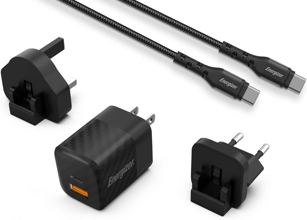 Energizer Wall Charger 38W Multi Plug PD QC3.0 + USB Type-C Cable A38QMUC