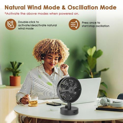 Oraimo ODF-201A – Ventilateur Portable Sans Balais Rechargeable, Silencieux et Puissant
