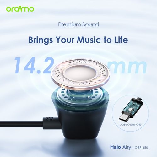 Écouteurs Oraimo Type-C compatibles smartphones et tablettes