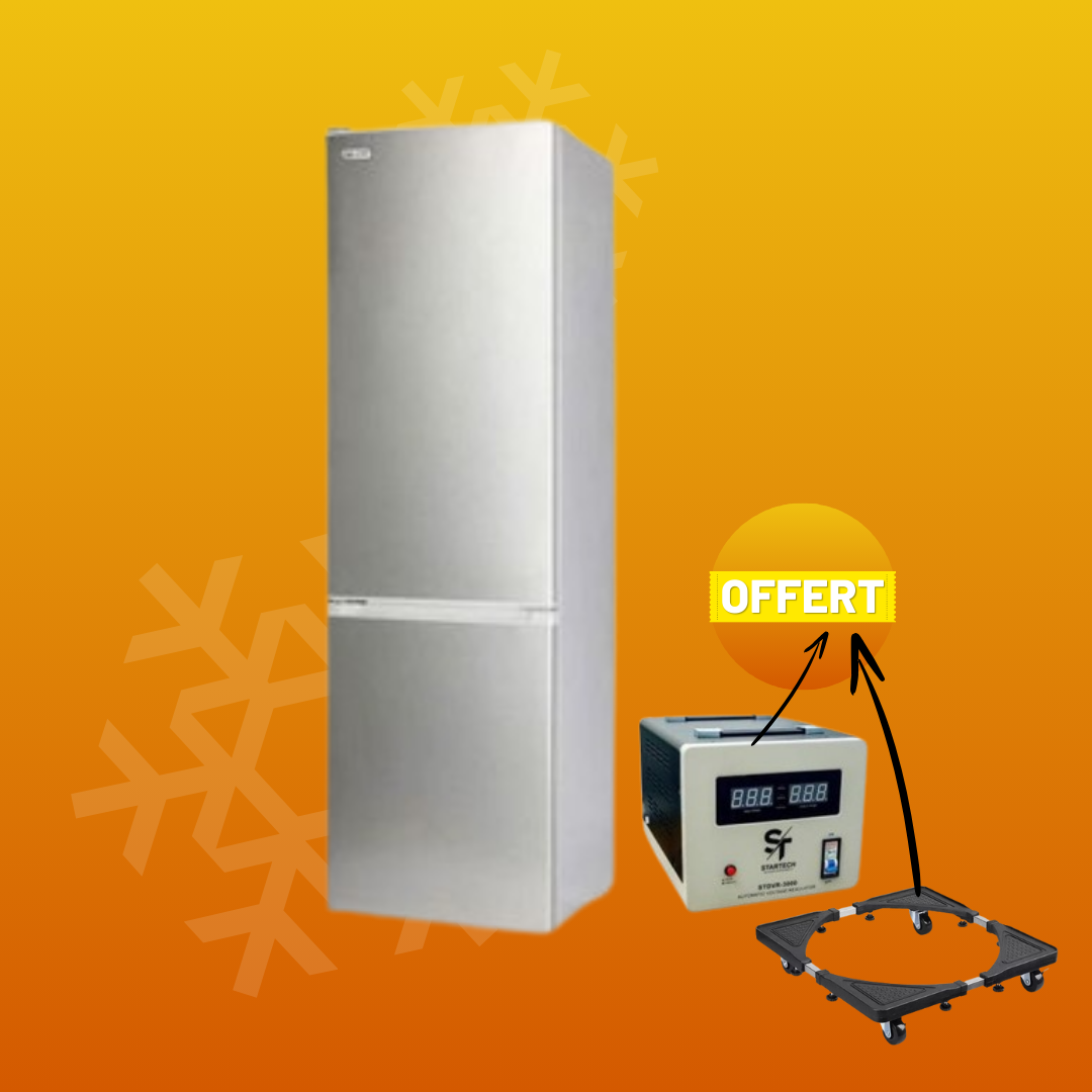 Bundle Debout Réfrigérateur Combiné SMART TECHNOLOGY-STCB-322H+Stabilisateur+Support Refrigerateur-Offert