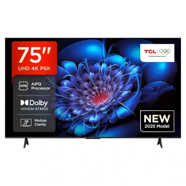TV TCL 75″ Connectée LED Google 4K UHD Année 2025 DLED HDMI USB BT Wifi Ethernet RJ45 75P6K