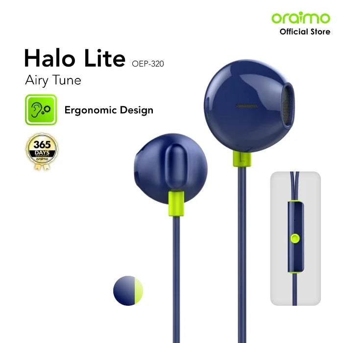 Écouteurs Filaire Oraimo Jack 3,5 mm – Drivers 14,2 mm, Câble 1,2 m, 32 Ω OEP-320