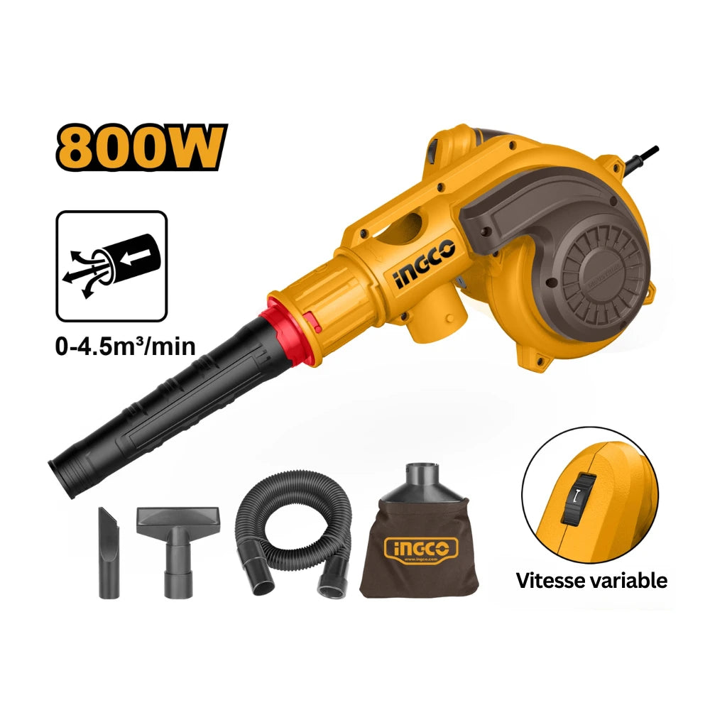 Souffleur électrique 800 W + accessoires INGCO AB8038