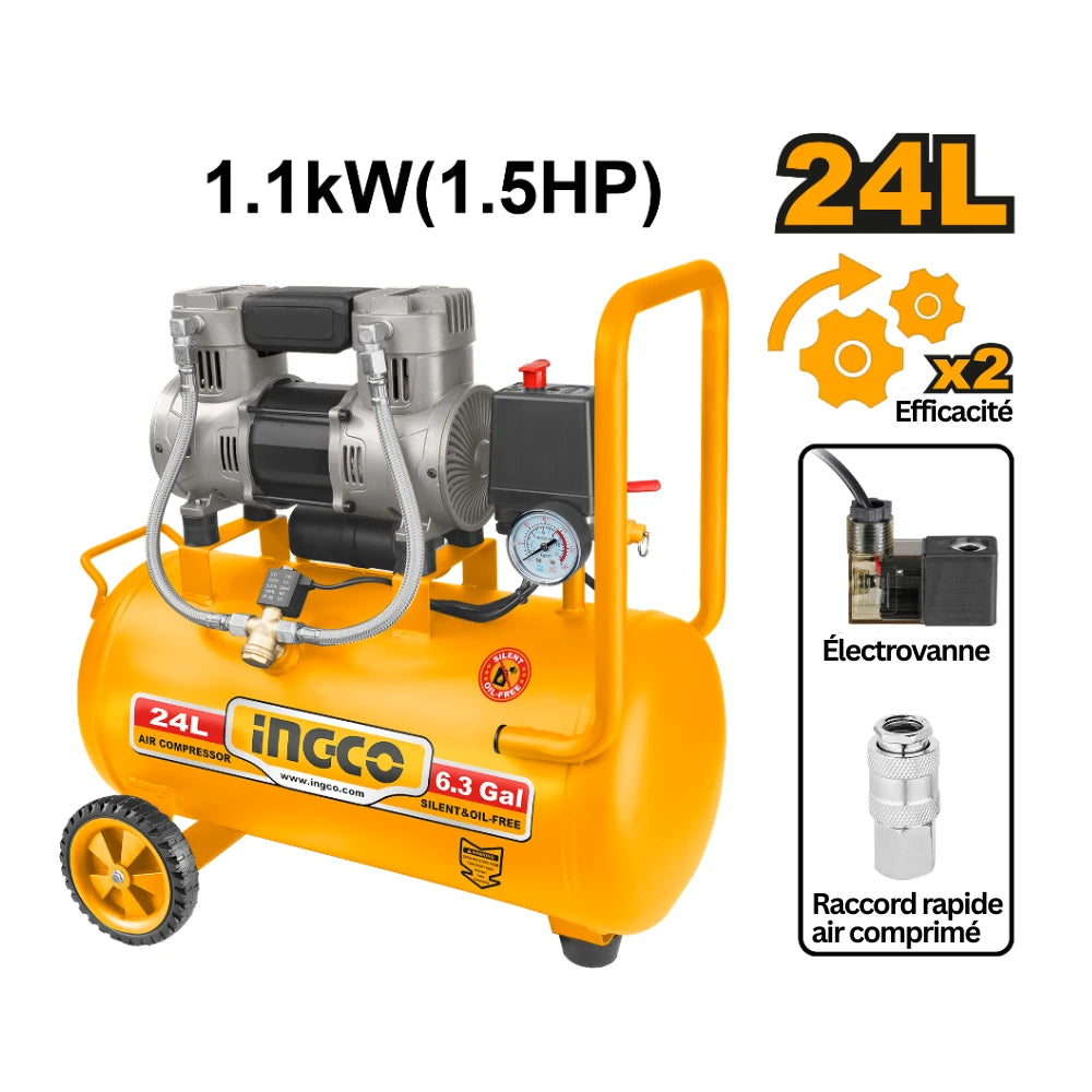 Compresseur à air 24 L / 1,1 kW (1,5 HP) INGCO ACS111242
