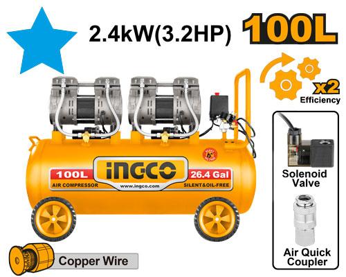 Compresseur à air 100 L 2400 W (3,2 HP) INGCO ACS2241001 — vue 2