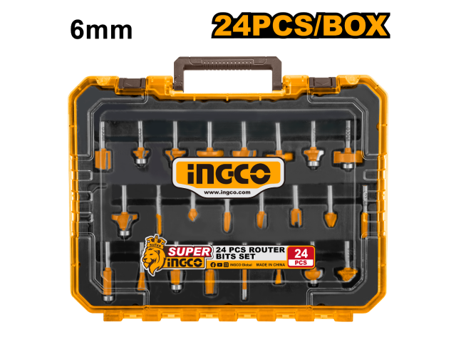 Jeu de 24 embouts de routeur 6 mm INGCO AKRT24062