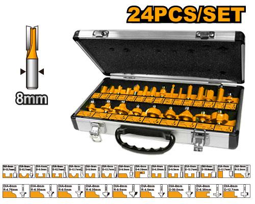 Jeu de 24 embouts de routeur 8 mm INGCO AKRT24081